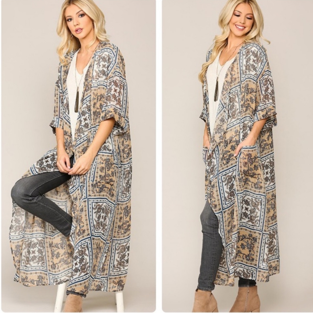 Boho Chiffon Kimono - Picture 1 of 8